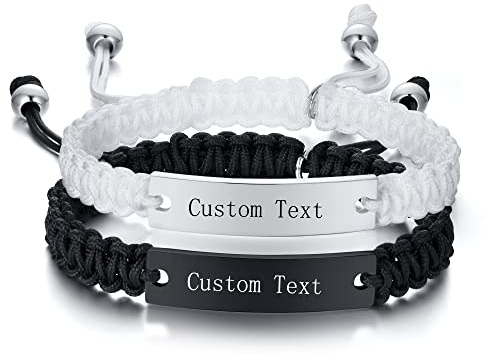 VNOX Bracelet Couple Infinity Symbole Coeur Acier Inoxydable Tissé à la main Couple Bracelet Yin Yang pour elle et son Partenaire Valentine Cadeau (FBM-1)