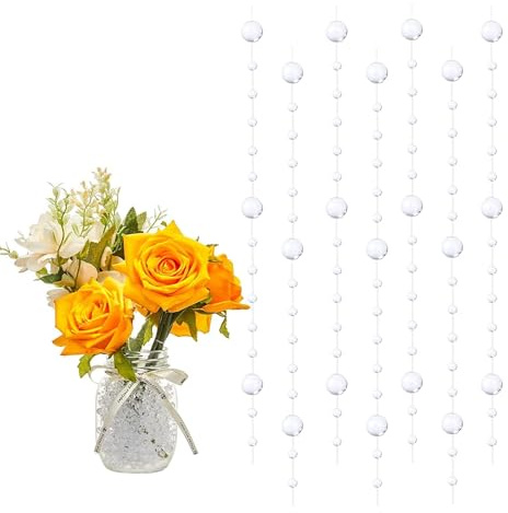 GEFIRE 18 Pezzi Perle Trasparente 1.2M Floating Pearls Beads Centrotavola Natalizio Perle Galleggianti per Vasi per Vaso Riempitivo per Bottiglie d'Acqua Matrimonio Decorazione Centrotavola