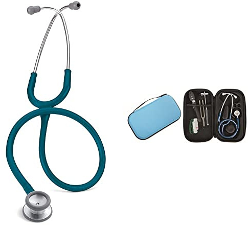 3M Littmann Classic II Pediatric Stetofonendoscopio Blu Caraibi, 2119 + GIMA ASTUCCIO PORTA FONENDO, Turchese, Uso Professionale