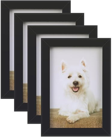 4 Pack Picture Frame, 6x4 Photo Frames Tabletop and Wall Mounting Picture Frames Small Frame with Plexiglass Window for Portrait Photo Landscape