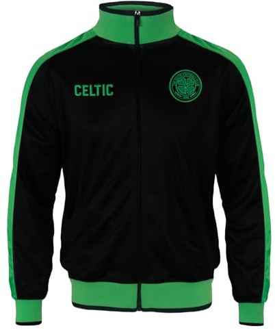 Celtic FC - Chaqueta de entrenamiento oficial - Para hombre - Estilo retro - Negro/verde - 3XL
