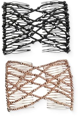 JÉORZY Peigne de Cheveux Extensible Magique avec Perles, Pinces Élastiques Double