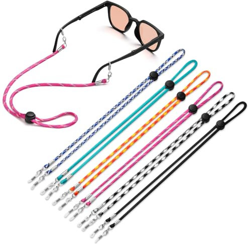 DUGRAFT 6 Pcs Unisex Glasses Straps, Universal Spectacles Cord, Lockable and Adjustable Glasses String, Sunglasses Strap for Men and Women, Eye glasses Lanyard Neck Cord Holder.