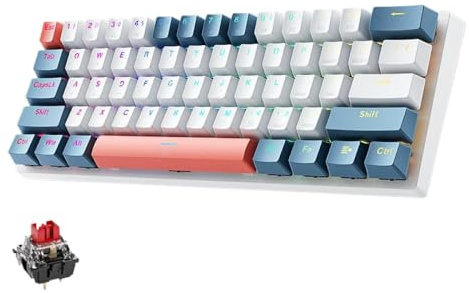 QPSJXN MACHENIKE K500-B61 60 por ciento Teclado de Juego mecánico 61 RGB enchufado RGB Compatible con Varios Sistemas(US Red Switch)