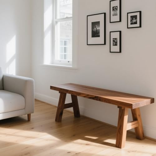 MTSYXYM Banco de Madera Interior Banco Madera Exterior,Grano de Madera Natural,Fácil de Montar,Diseño Simple,para Cocina, Comedor, Sala de Estar.(80 * 26 * 45cm)