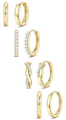 Jstyle Small Gold Huggie Hoop Earrings for Women Trendy - 14K Gold Plated Huggie Earrings Hypoallergenic Cartilage Earring Stack Cute Dainty Huggie Hoops Earring Sets for Multiple Piercing