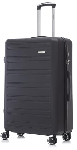 YONSLY Koffer Suitcase, Trolley Reisekoffer, Rollkoffer Handgepäck mit 4 Rollen 360°, Hartschalenreisekoffer, Zahlenschloss, Weicher Gummigriff (XL, Schwarz)