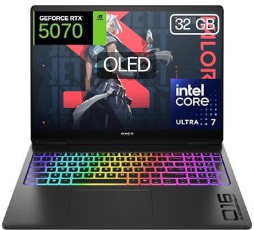 HP OMEN MAX - Ordenador Portátil Gaming de 16 OLED 240Hz (Ultra 7-255HX, 32GB RAM, 1 TB, NVIDIA GeForce RTX 5070 8GB, FreeDos) Negro - Teclado QWERTY Español