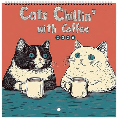 Reading Cat Calendar 2026 Cats Chillin' with Books Wall Calendar 12-Month Walls Calendars With Cat Design Personalised Cat-Themed Monthly Planner Funny Wall Calendars Gifts for Cats Lover