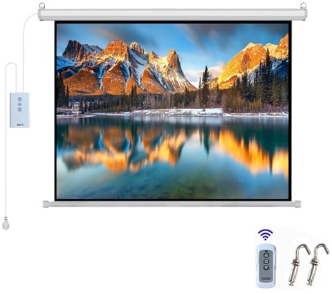 Pantalla de proyección Diagonal, Pantalla de proyector motorizada - Control Remoto Montaje en Pared/Techo sin Arrugas 60-72 Pulgadas(60inch(16:9))