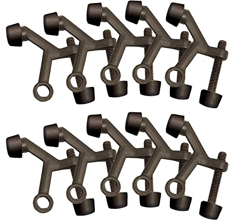 Design House 181800 Hinge Pin Stop Wall Protector with Rubber Tip Adjustable Door Stoppers, Oil Rubbed Bronze, 10 Pack