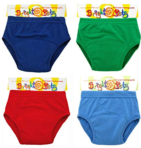 Bright Bots Pantalones de entrenamiento para ir al baño con capa absorbente y resistente al agua. Pantalones de baño lavables brillantes para niños pequeños, paquete de 4, Niños, 3 Years
