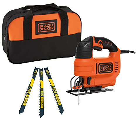 BLACK+DECKER KS701PE3S-QS Sierra de calar pendular – Bolsa de almacenamiento + 3 hojas,