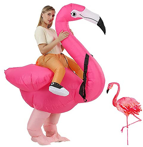 JASHKE Costume de Flamant Rose Déguisement Gonflable Costumes d'halloween Gonflables Déguisements Gonflables Adulte
