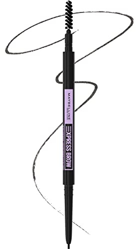 Maybelline Express Brow Ultra Slim Eyebrow Makeup, Brow Pencil with Precision Tip and Spoolie for Defined Eyebrows, Black, 1 Count