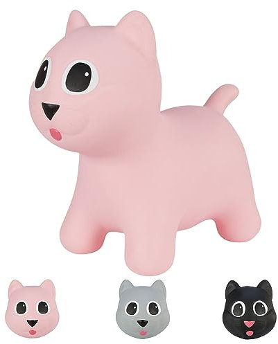 Hoppimals Tootiny Hüpftier, Hüpftier ab 1 Jahre & Hüpftier ab 2 Jahre, Hüpfende Katze, Für Gymnastik & Geschicklichkeit für Kinder, Verpackt im Geschenkkarton, inklusive Pumpe - Baby-Hüpfer ROSA