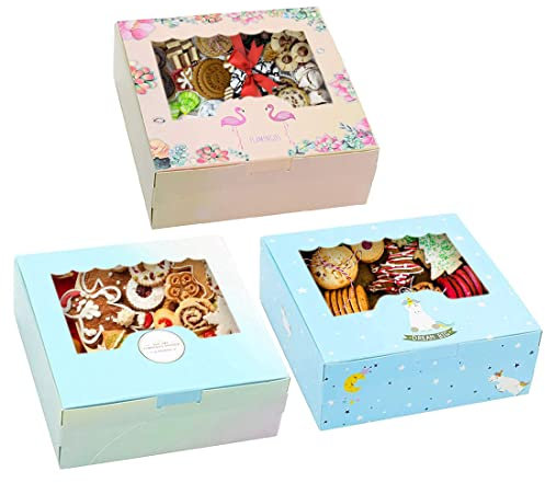 Tomadeks 12 Pezzi Scatole Per Torte Scatole Pasticceria Cartone, Scatole Per Biscotti,utilizzata Per Cupcakes E Macarons, Può Contenere 4 Cupcakes (s)