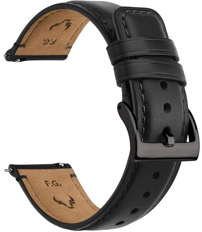 Fullmosa Klockarmband i läder, 22 mm, snabbfrigörande rem för män/kvinnor, för Samsung Galaxy Watch/Huawei Smart Watch/Fossil Watch