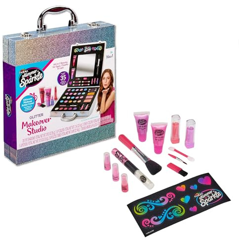 Shimmer 'n Sparkle Glitter Makeover Studio Beauty Kit - All-in-One Beauty per occhi, guance e labbra a partire dagli 8 anni in su