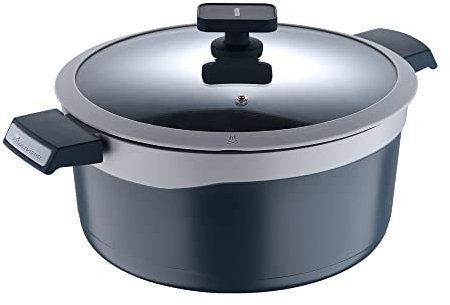 MasterPro - Casserole with Glass Lid, 7l - Gastro Induction Cast Aluminium Pot, Professional Quality, Ceramic Non-stick Coating, Ovenproof