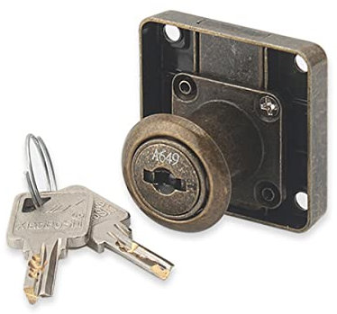 21mm Vintage Drawer Lock,Security Mailbox Zinc Alloy Cabinet Drawer Cupboard Lock with 2 Alike Keys(Bronze)