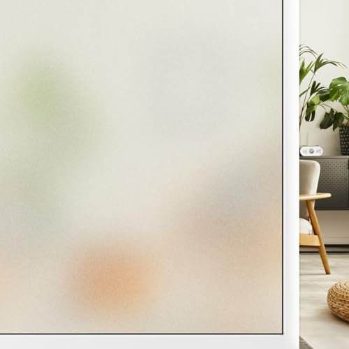 DIFIT Fensterfolie, Anti UV Milchglasfolie Sichtschutzfolie Fenster, Entfernbar Selbstklebende Folie Fensterfolie Blickdicht, Wiederverwendbar Folie Fenster Sichtschutz für Büro Wohnen (44.3x400cm)