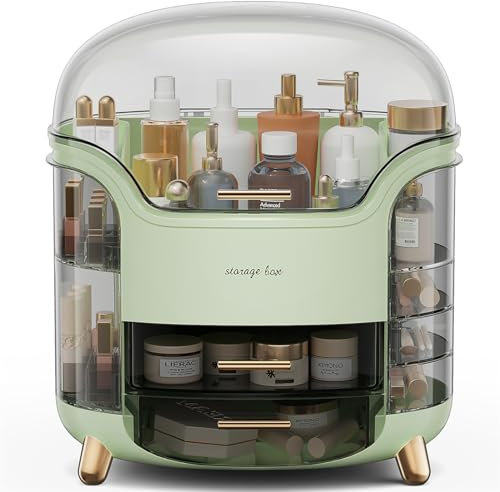 BTGGG Organizer Trucchi Antipolvere per la Cura Della Pelle, Organizer Bagno Makeup Organizer Skincare con Slot per Rossetti, Organizzatore Trucchi per Cosmetici, Gioielli, Vanità, Camera da Letto