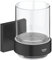 GROHE Start Cube, Glas mit Halter ohne Bohren (für Zahnbürsten und Zahnpasta, verdeckte Befestigung, zum Kleben oder Bohren, inkl Schrauben und Dübel, ohne Kleber), eckig, schwarz, 410972430