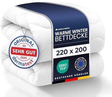 Couette d'hiver chaude 220 x 200 cm - Convient aux personnes allergiques - Couette douce - Particulièrement moelleuse et lavable à 60 °C