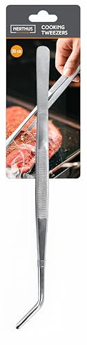 NERTHUS FIH 1474 Pinza da cucina curva in acciaio inox, 30 cm, strumento di precisione per levigatura, griglia e pasticceria