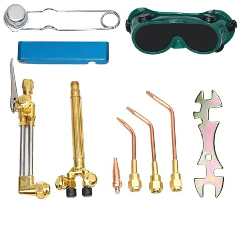 Vocdikficy Kit de Soplete de OxíGeno y Acetileno, Kit de Soldadura, Kit de Soplete de Corte y Soldadura Fuerte, Juego de Soplete de Oxiacetileno