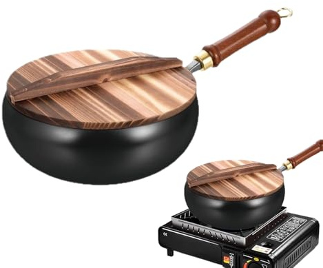 Nonstick Stekpanna Wokpanna Med Trähandtag För Omrörning