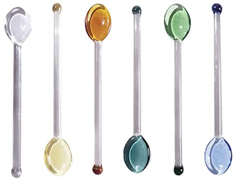 Cucharas pequeñas de vidrio, cuchara de mango largo para el hogar, cuchara de café, vaso agitador de espresso, cucharaditas de cristal transparente (6 piezas)