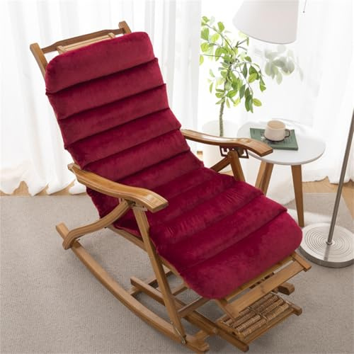 Highdi Cojin para Tumbona de jardín Solamente, Rayas Cojines Sillas Reclinables Antideslizante Cojines, Colchón Banco Acolchado Grueso, para sillones de Exterior Hamacas (Rojo Vino,50x125cm)