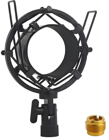LKRXW 58mm-63mm Soporte de Antivibración para Micrófono Aluminio Montura Antichoque para Micrófonos Metálico Suspensión Antivibratorio Micró Condensador Clip Montaje Adaptador