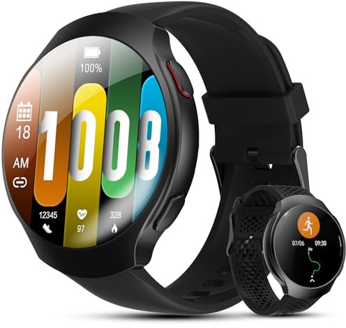 GPS Smart Watch for Men With AI (Answer/Make Call), 1.43 Micro-Spherical AMOLED Smartwatch for Android and iPhone, 150+ Sport Mode Fitness Tracker with HR, SpO2, Sleep Monitor, 5ATM Waterproof