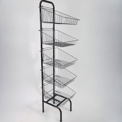 My Shopfittings Retail Shop SUPERMARKETS 5 Tier Stacking Metal Baskets (BLACK 5 TIER DISPLAY STAND)