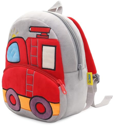 PROTAURI Sac a Dos Pour Enfants pour Garçon 1-4 Ans, Sac a Dos Maternelle Confortable, Cartable Maternelle Léger, Motif Camion de Pompiers
