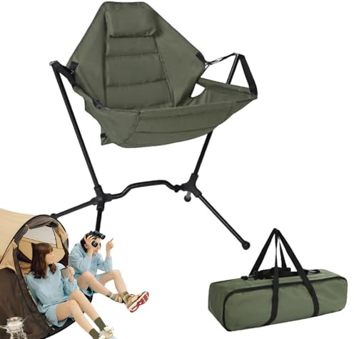 gifyym Silla de Camping portátil – Taburete oscilante de Apoyo ergonómico – Plegable | para Patio, césped, Patio, Playa, Picnic