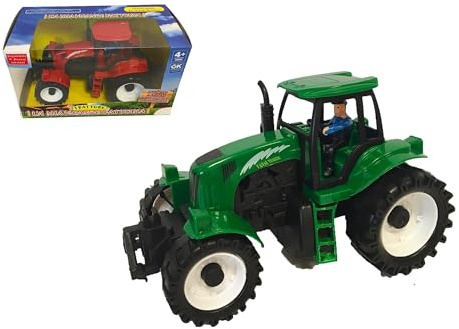 Tractor de juguete con movimiento de fricción sin remolque, tractor agrícola, grande, 21 cm, ruedas dentadas, juego de granja, juguete para niños, modelo de tractores, colores surtidos color aleatorio