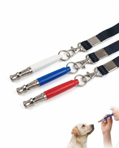 BTACGWP Silbato para Perros (3 Uds, 3 Colores) Silbato Ahuyenta Perros con Cordón, Frecuencia Ajustable para Adiestramiento Canino y Control de Ladridos Seguro