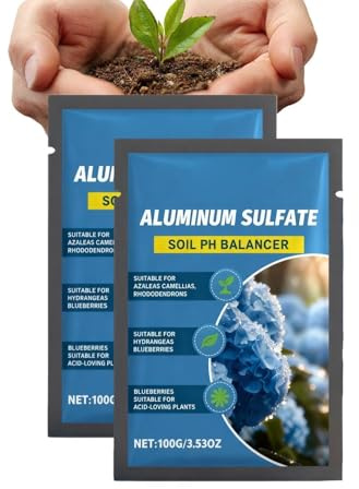 2 Pieces Aluminum Sulfate Soil Acidifier, Long-Lasting PH Adjustment Amendments 100g, Hydrangea Blueing Agent For Acid Loving Plants, Hydrangea Fertilizer To Turn Blue