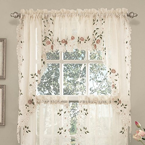 Sweet Home Collection Köksgardiner, Tier, Swag eller Valance, stilfulla och unika mönster för all heminredning, Rosemary Linen, 152 x 97 cm