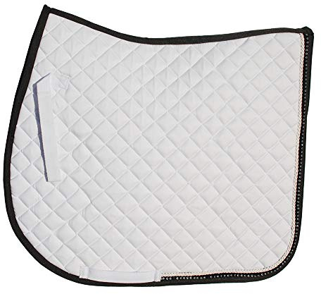 Rhinegold Elite Diamante Trim Saddle Cloth-Pony-White