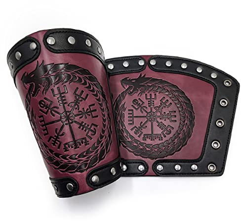 Thajaling Brazales de brújula rúnica, Armadura de cuero de vikingo nórdico, de medievales Armadura de brazo, Pulseras de, de de grano entero hechos a mano