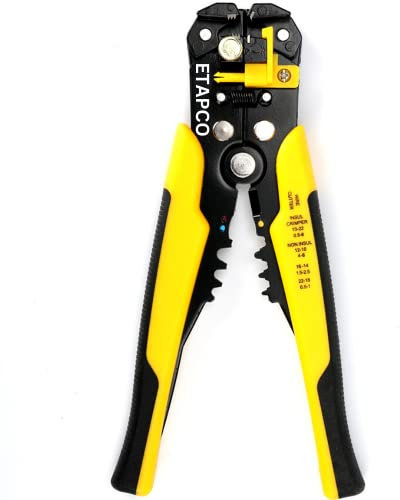 Wire Stripper, Wire Strippers Electrical, Cable Stripper, Terminal Crimper, Plier 3 in 1 Hand Tool, Cable Stripper Tool - Wire Strippers, for Adjustable Rotary Switch Self Adjusting (Yellow)