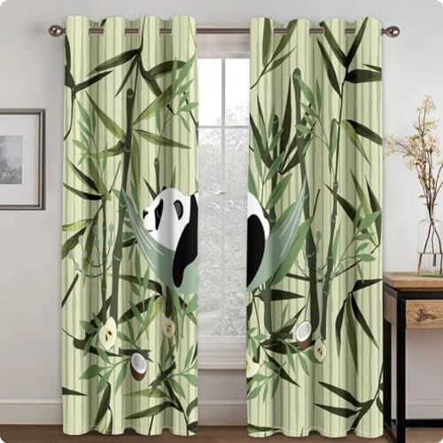 IMASHI Barngardiner panda fönstergardiner tecknad stil gardiner för vardagsrum sovrum heminredning gardiner 170 x 200 cm