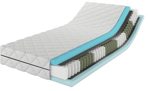MSS e.K. MedicSpring 2-in-1 Taschenfederkern 120x200 | 2 Härtegrade in Einer Matratze H3 / H4 Federkernmatratze | Ergonomisch Designed und produziert in Deutschland 7 Zonen Oeko-TEX Zertifiziert