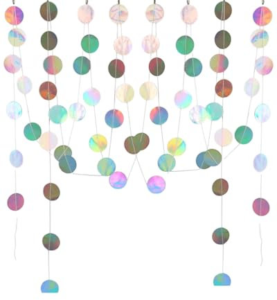 LOZTBUE 2 pezzi ghirlanda rotonda da 4 m, ghirlanda di carta, striscione rotondo lucido, ghirlanda di carta rotonda, decorazione sospesa per festa di compleanno, baby shower, Natale, matrimonio