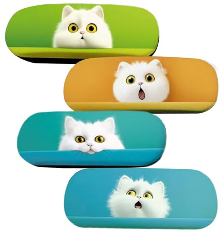 Minging Funda Gafas Rigida, 4 Piezas Estuche para Gafas Portátil, Cuero y Sintético, Protector